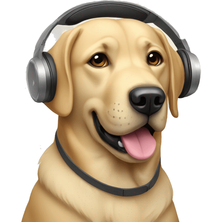 Labrador dog , sing and wear headphones  emoji