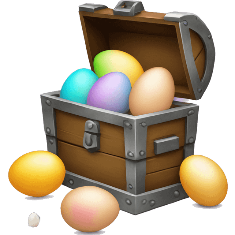 treasure chest with three eggs for easter emoji