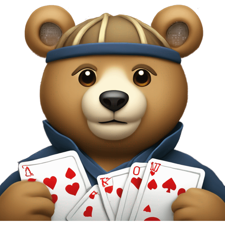 Samurai bear poker winner poker card flying in the air emoji