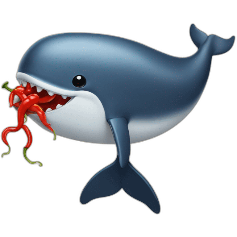 Whale eating a chili pepper emoji