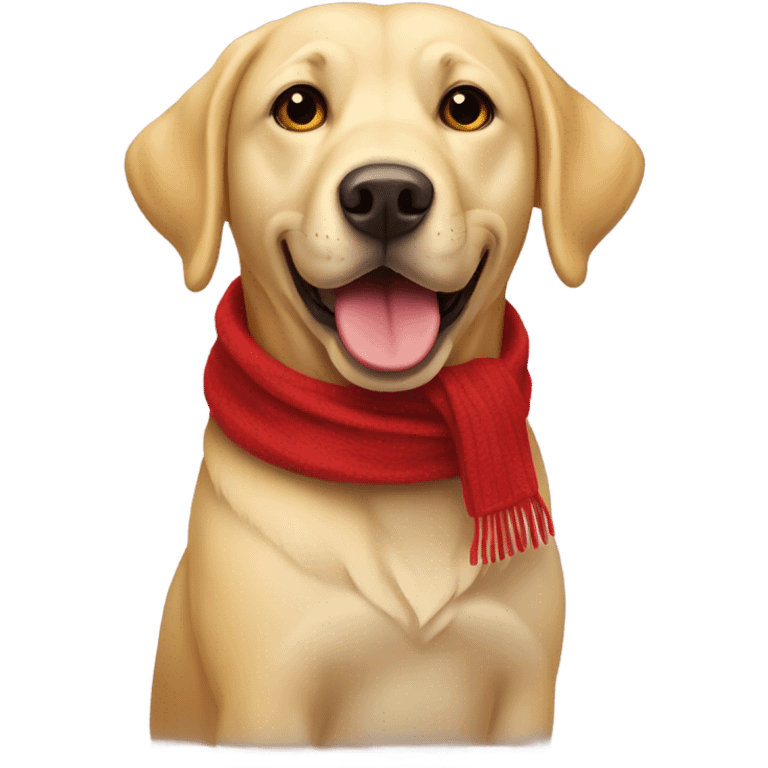 Yellow labrador wearing red scarf emoji