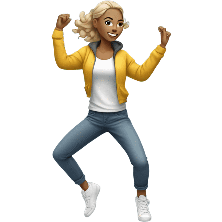 white woman dancing hip hop emoji