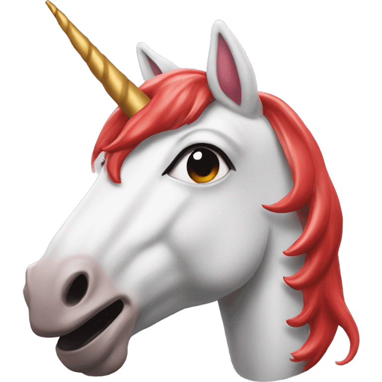 unicorn with read sauce all over the face emoji