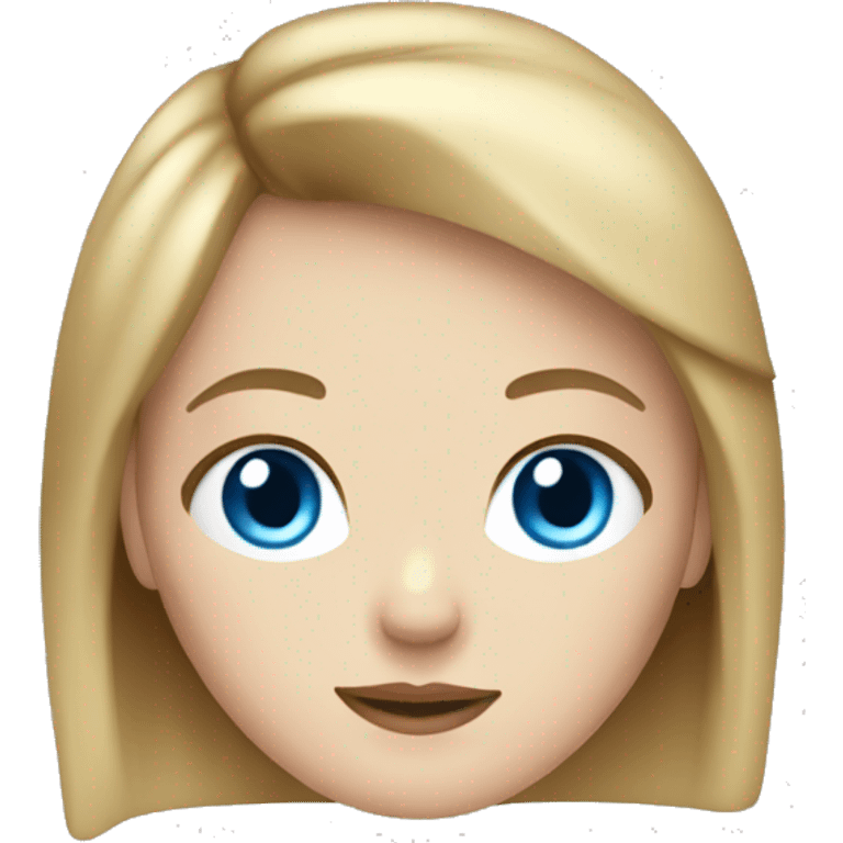 White Girl with blue eyes with brown hair and blonde bangs emoji