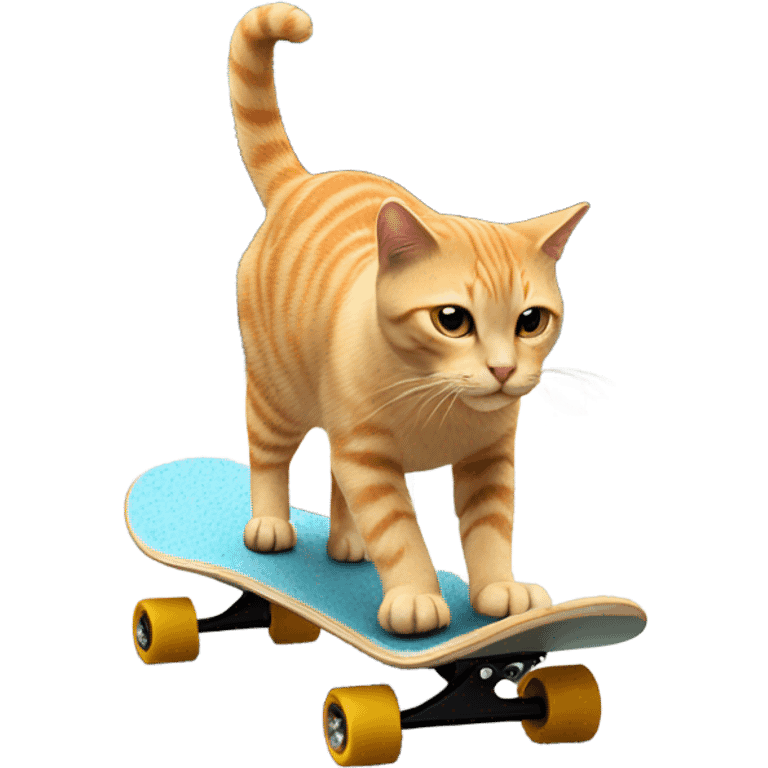 A cat doing a no-comply on a skateboard over a parking curb  emoji