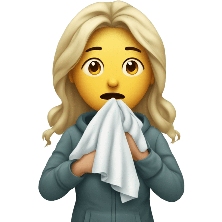 Woman with a cold emoji