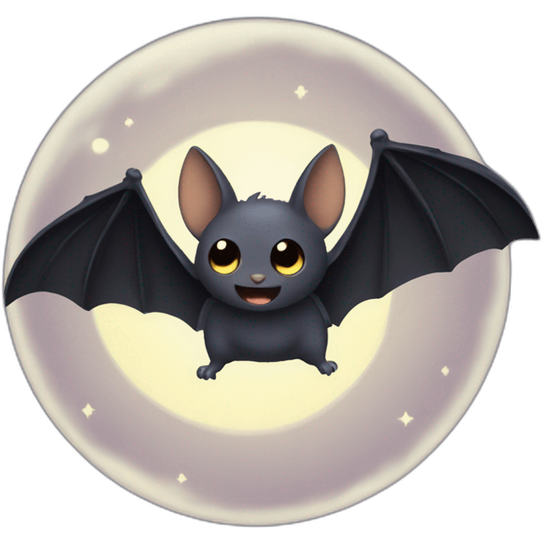 Bat flying at night cute emoji