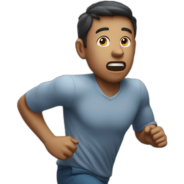 Man running with a fearful face emoji