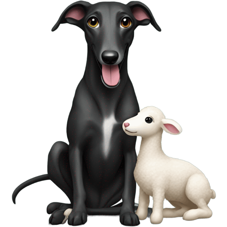 Black greyhound with lamb toy emoji