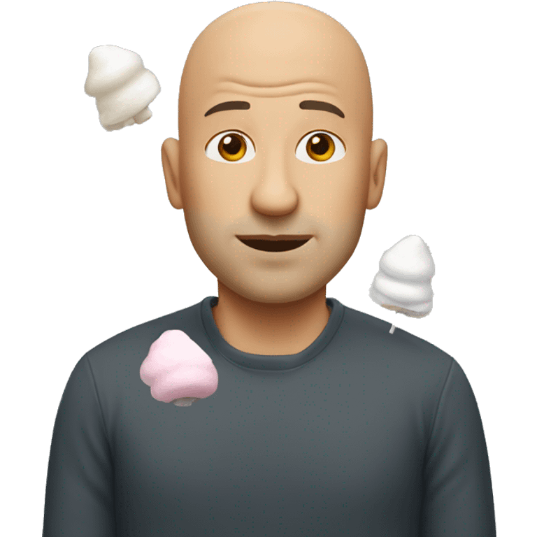 Bald man with marshmallow on head  emoji