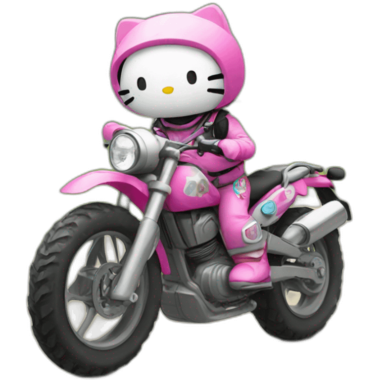 Hello kitty en moto trail emoji