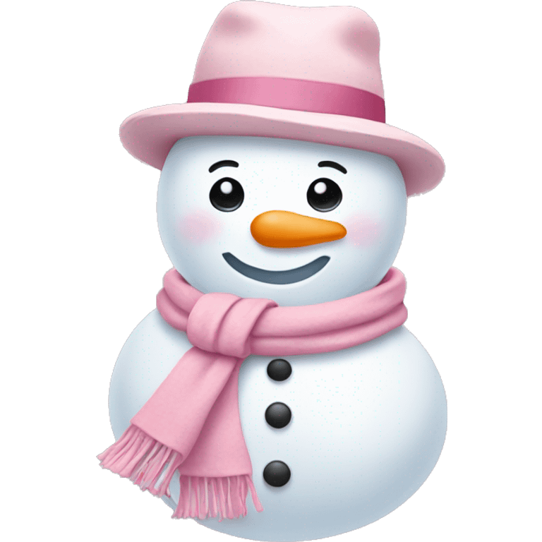 snowman with pastel pink scarf and hat emoji