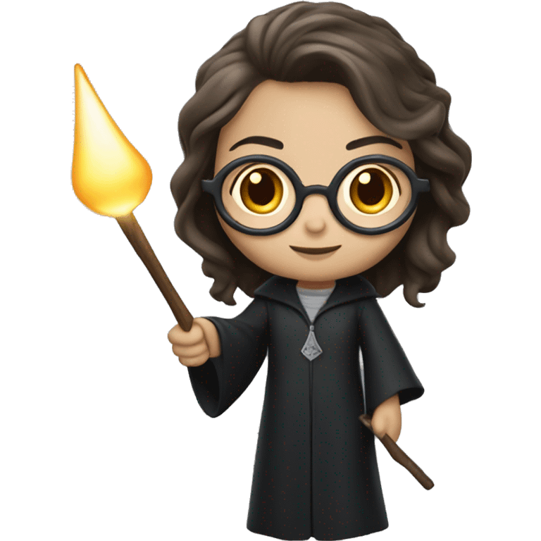 Female harry potter has a wand lite up emoji