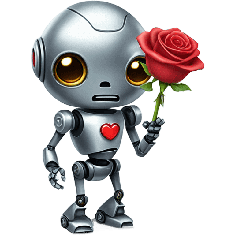 cute-robot-holds-a-rose emoji