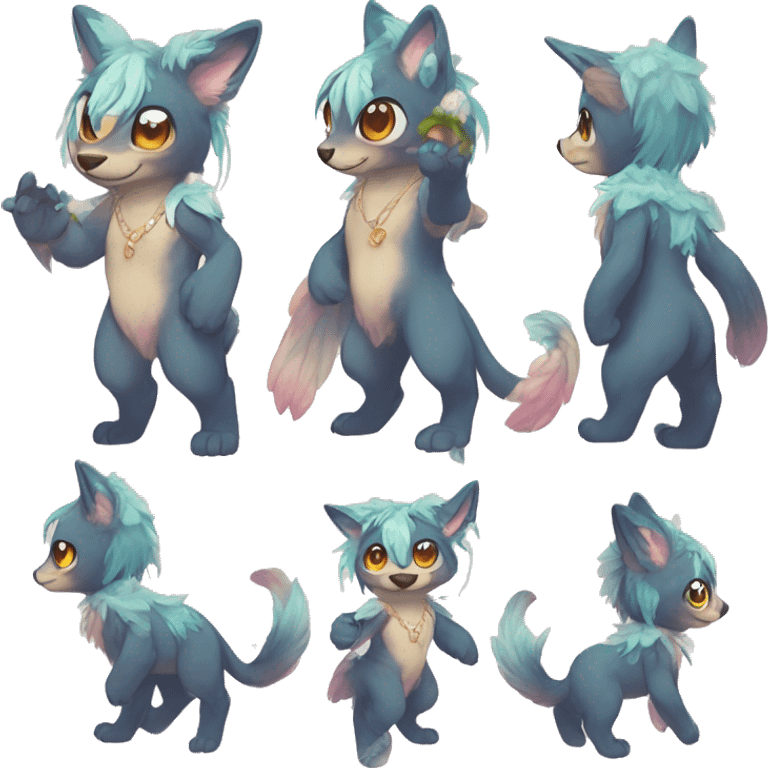 Kawaii bright fantasy ethereal anthro fursona Fakemon emoji