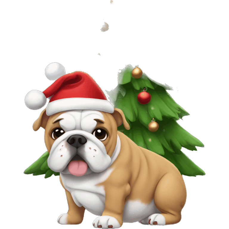 bulldog with christmas tree emoji