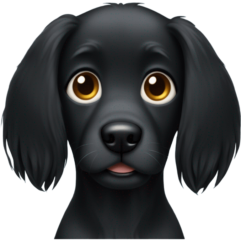 Black dog with Long hair and ears emoji