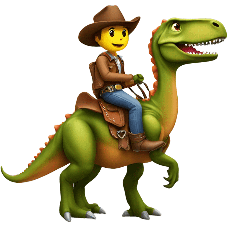 Dinosaur riding a cowboy emoji