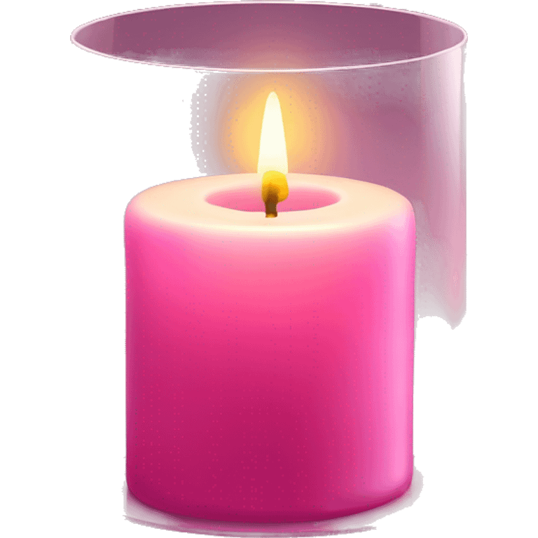 Pink candle inside glass with warm light emoji