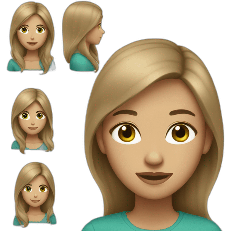 woman grading light brown hair, blue-green eyes emoji