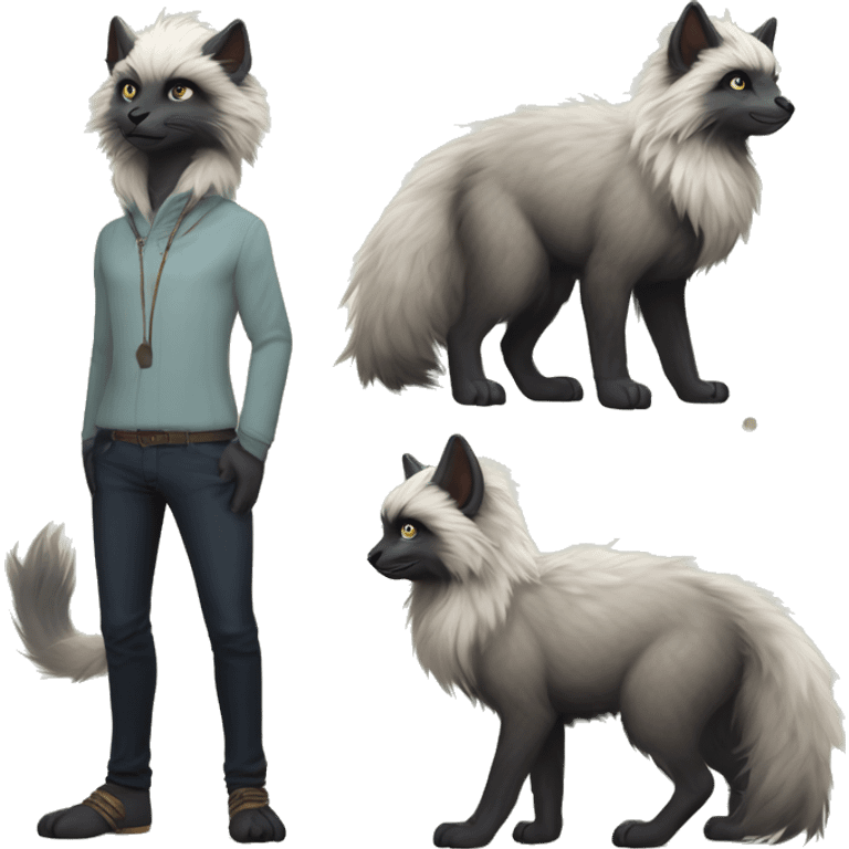 Modern Realistic Rare Fantasy Fluffy Slim Vernid-Trico-Melprin-species by LiLaiRa, full body emoji