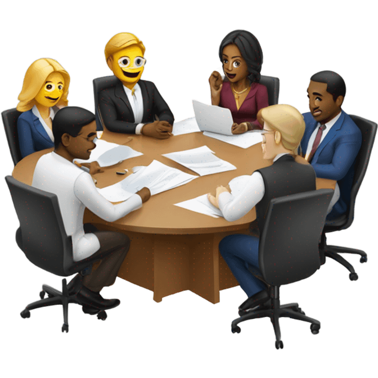 team meeting at a table emoji