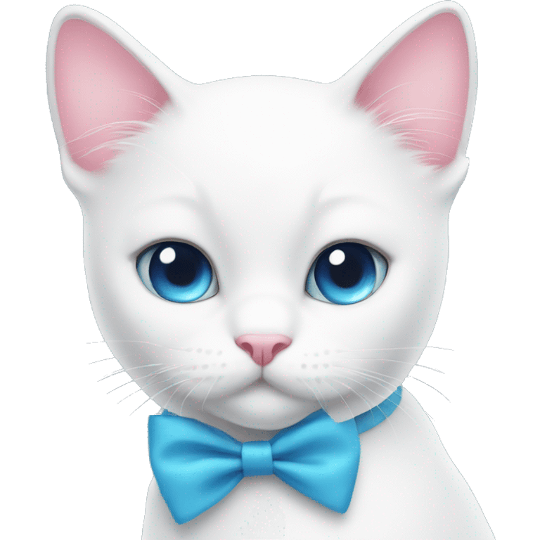 White cat pink bow blue eyes  emoji