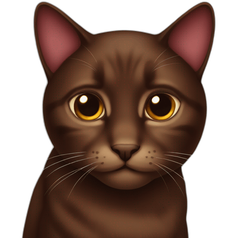 Dark brown and red cat emoji