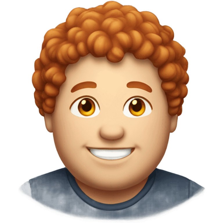 Redish curly few hair guy chubby smiling emoji