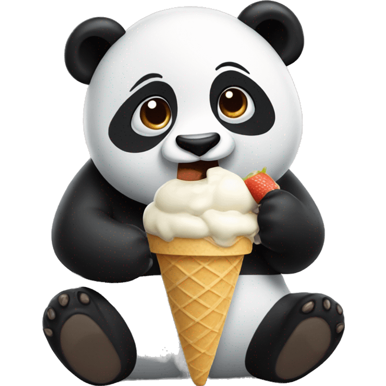 Panda eating ice cream emoji