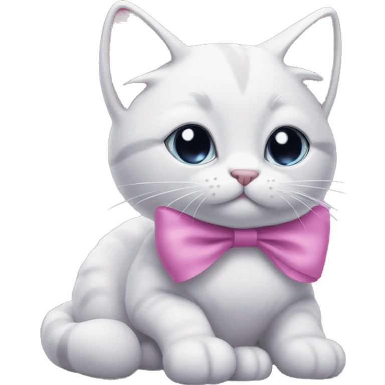 A lilac cat with a pink bow emoji