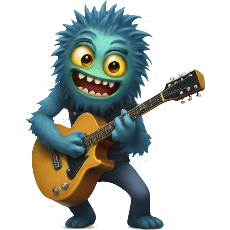 Monster riding a guitar emoji