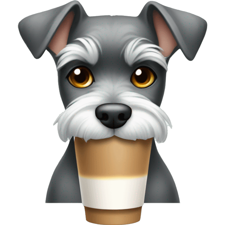 Schnauzer drinking a latte emoji