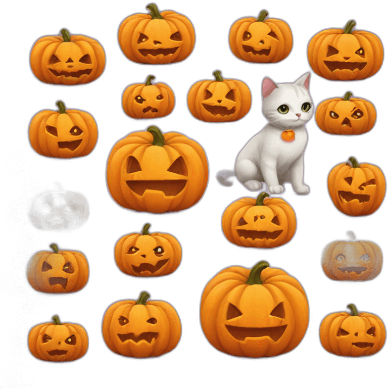 Halloween pumpkin cute cat emoji