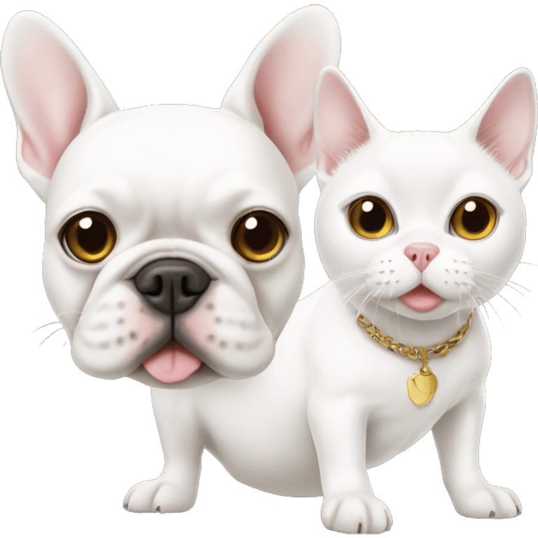 White French bulldog and a white cat emoji