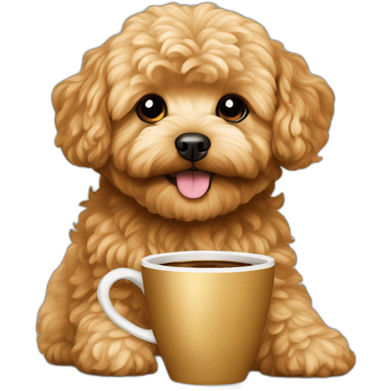 golden maltipoo with coffee emoji