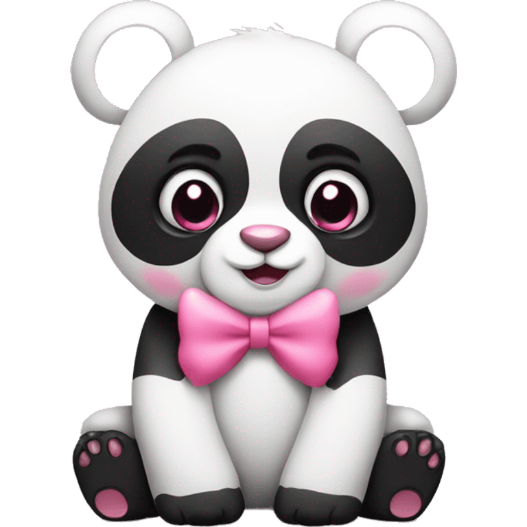 panda with a pink bow with pink heart eyes emoji