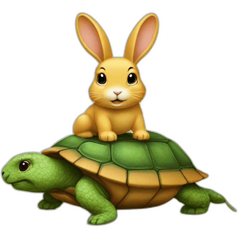 Lapin sur tortue emoji