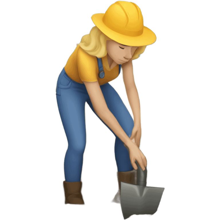 a white woman digging a hole in the ground emoji