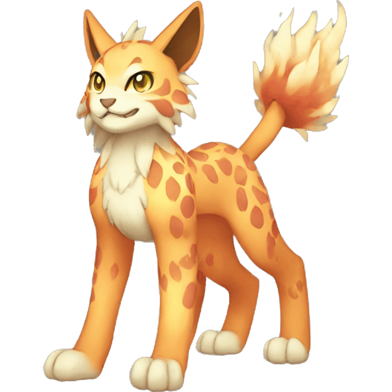 Fire-type Lynx-Fakemon full body emoji