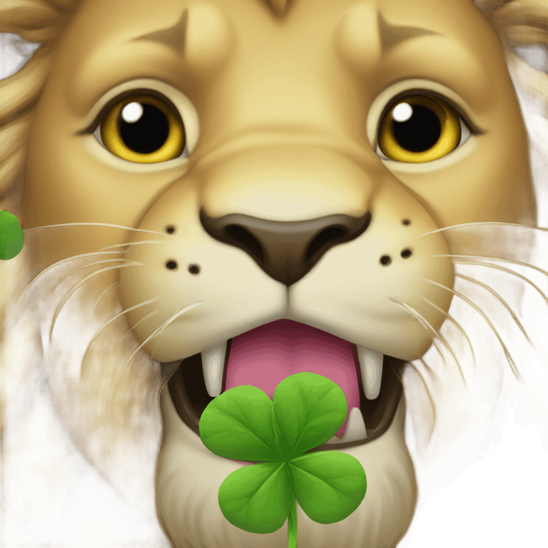 Lion eating a clover emoji