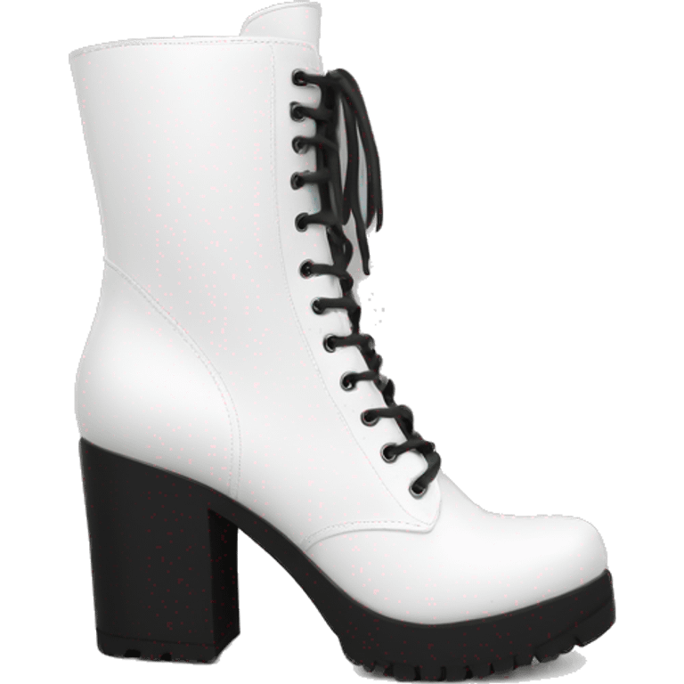 white knee high chunky heel boots emoji