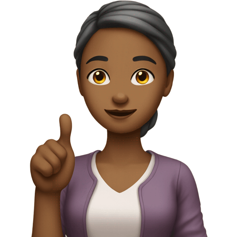 serene girl with thumb up emoji