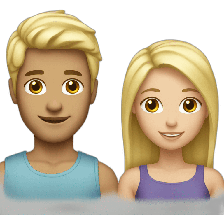 Couple man blonde and girl blonde emoji