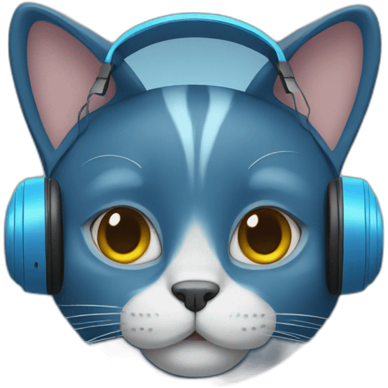 Blue cat with headphones emoji