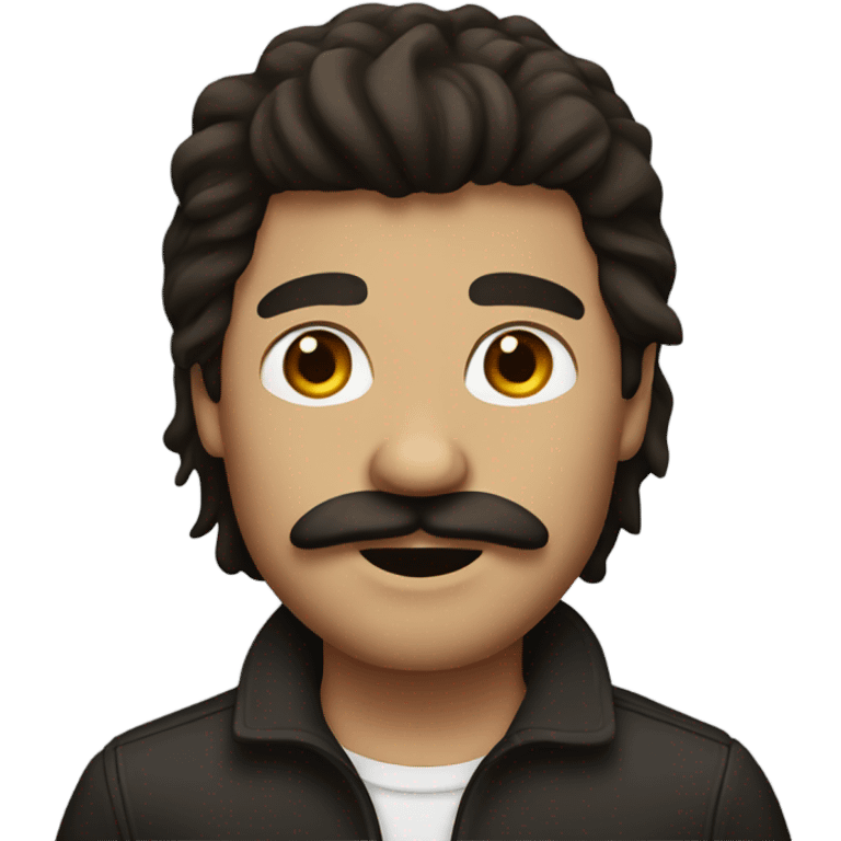 dark brown mullet guy with moustache emoji