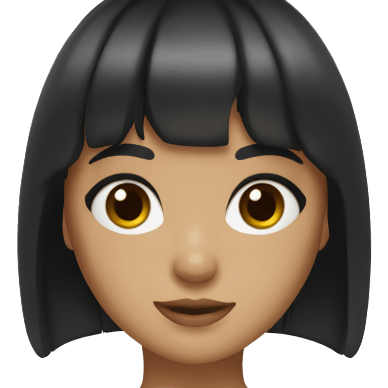 a black-haired girl with bangs and hazel eyes emoji