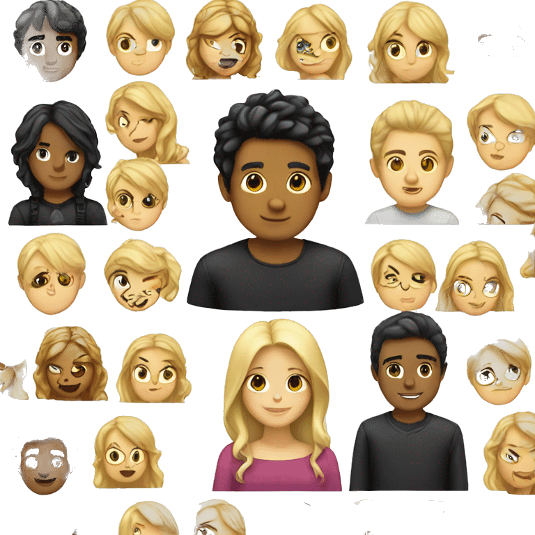 Girl with blond hair and Mexican boy with black hair emoji