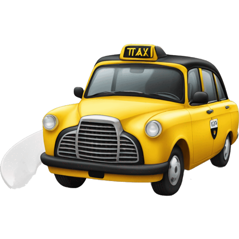 black taxi cab in a teacup emoji