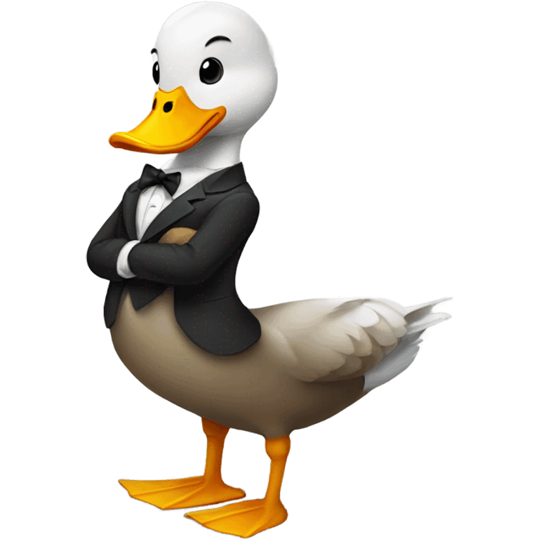 Duck wearing suit emoji